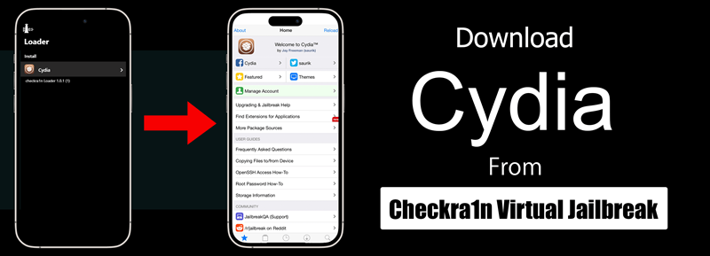 Download Cydia from Checkra1n Virtual Jailbreak