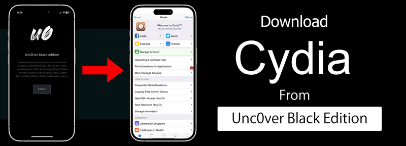 Download Cydia from Unc0ver Black Edition