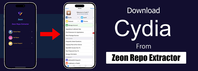 Download Cydia from Zeon Repo Extractor